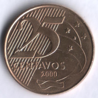Монета 25 сентаво. 2000 год, Бразилия. Мануэл Деодору да Фонсека.
