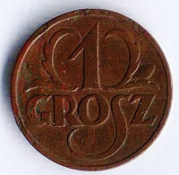 Монета 1 грош. 1925 год, Польша.