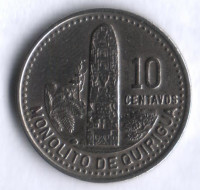 Монета 10 сентаво. 1990 год, Гватемала.
