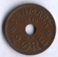 Монета 2 эре. 1940 год, Дания. N;GJ.