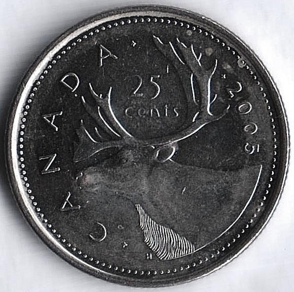 Монета 25 центов. 2005(P) год, Канада.