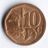 Монета 10 центов. 2000 год, ЮАР (South Africa).