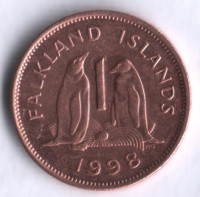 Монета 1 пенни. 1998 год, Фолклендские острова.