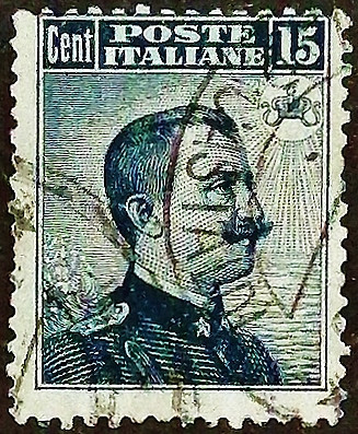 Почтовая марка (15 c.). "Витторио Эммануил III". 1909 год, Италия.