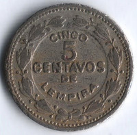 Монета 5 сентаво. 1980 год, Гондурас.