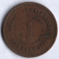 Монета 1 цент. 1895 год, Стрейтс Сетлментс.