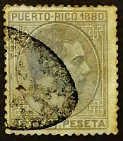 Почтовая марка. "Король Альфонсо XII". 1880 год, Пуэрто-Рико.