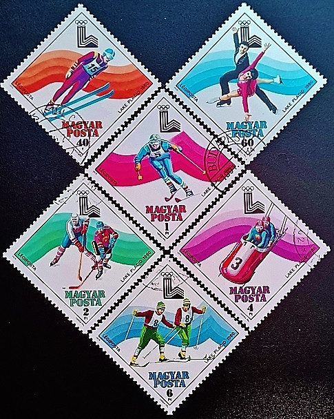 Набор почтовых марок (6 шт.). "Зимние Олимпийские игры, Лейк-Плэсид`1980". 1979 год, Венгрия.