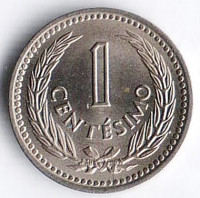 Монета 1 сентесимо. 1953 год, Уругвай.