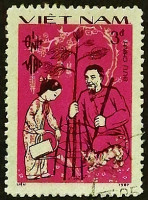 Почтовая марка. "Год Кота". 1987 год, Вьетнам.
