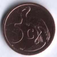 5 центов. 2005 год, ЮАР. (Aforika Borwa).