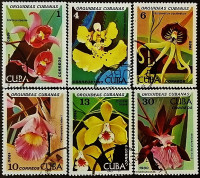 Набор почтовых марок (6 шт.). "Орхидеи". 1980 год, Куба.