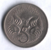 Монета 5 центов. 1975 год, Австралия.