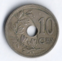Монета 10 сантимов. 1903 год, Бельгия. Belgie. Брак.