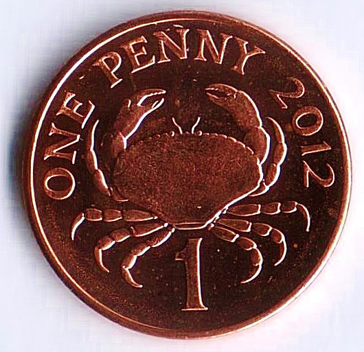 Монета 1 пенни. 2012 год, Гернси.