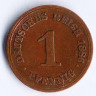Монета 1 пфенниг. 1886 год (A), Германская империя.