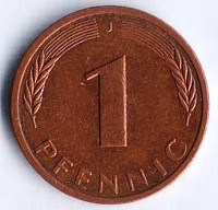 Монета 1 пфенниг. 1988(J) год, ФРГ.