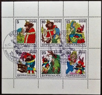 Блок почтовых марок (6 шт.). "Сказки: Румпельштильцхен". 1976 год, ГДР. Блок почтовых марок (6 шт.). "Сказки: Румпельштильцхен". 1976 год, ГДР.