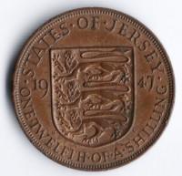 Монета 1/12 шиллинга. 1947 год, Джерси.