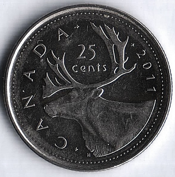 Монета 25 центов. 2011(ml) год, Канада.