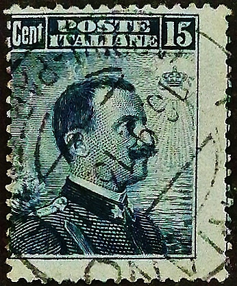 Почтовая марка (15 c.). "Витторио Эммануил III". 1911 год, Италия.