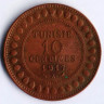 Монета 10 сантимов. 1917(A) год, Тунис (протекторат Франции).