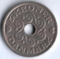 Монета 5 крон. 1990 год, Дания. LG;JP;A.