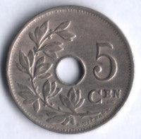 Монета 5 сантимов. 1923 год, Бельгия (Belgie).