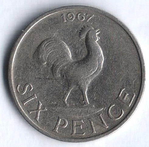 Монета 6 пенсов. 1967 год, Малави.