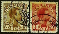 Набор марок (2 шт.). "Король Кристиан X". 1913 год, Дания.