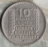 Монета 10 франков. 1948(B) год, Франция.