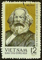 Почтовая марка. "150 лет со дня рождения Карла Маркса". 1968 год, Вьетнам.