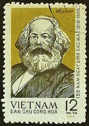 Почтовая марка. "150 лет со дня рождения Карла Маркса". 1968 год, Вьетнам.