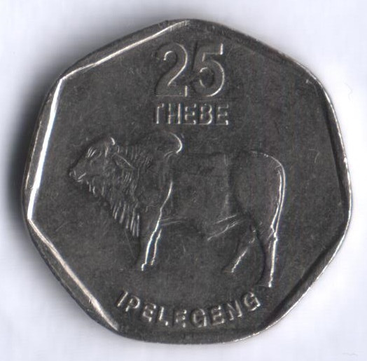 Монета 25 тхебе. 1999 год, Ботсвана.