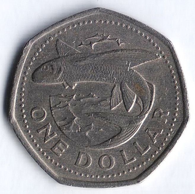Монета 1 доллар. 1998 год, Барбадос.