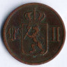 Монета 2 эре. 1891 год, Норвегия.