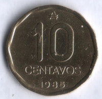Монета 10 сентаво. 1985 год, Аргентина.