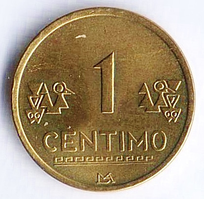 Монета 1 сентимо. 2002 год, Перу.