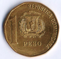 Монета 1 песо. 2005 год, Доминиканская Республика.