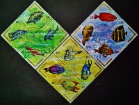 Набор почтовых марок (12 шт.). "Рыбы (III)". 1974 год, Бурунди.