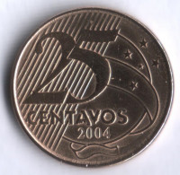 Монета 25 сентаво. 2004 год, Бразилия. Мануэл Деодору да Фонсека.