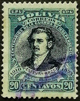 Почтовая марка (20 c.). "Эстебан Арзе". 1910 год, Боливия.