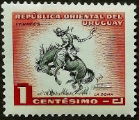Марка почтовая (1 c.). "Символы и виды Уругвая". 1954 год, Уругвай.