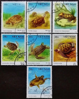 Набор почтовых марок (7 шт.). "Черепахи (I)". 1989 год, Вьетнам.