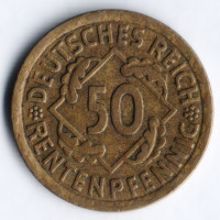 50 рентенпфеннигов. 1924 год (А), Веймарская республика.