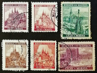 Набор почтовых марок (6 шт.). "Городские пейзажи". 1939-1942 годы, Богемия и Моравия.