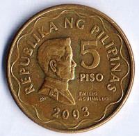 Монета 5 песо. 2003 год, Филиппины.
