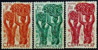 Набор марок (3 шт.). "Сборщики бананов". 1946 год, Камерун.