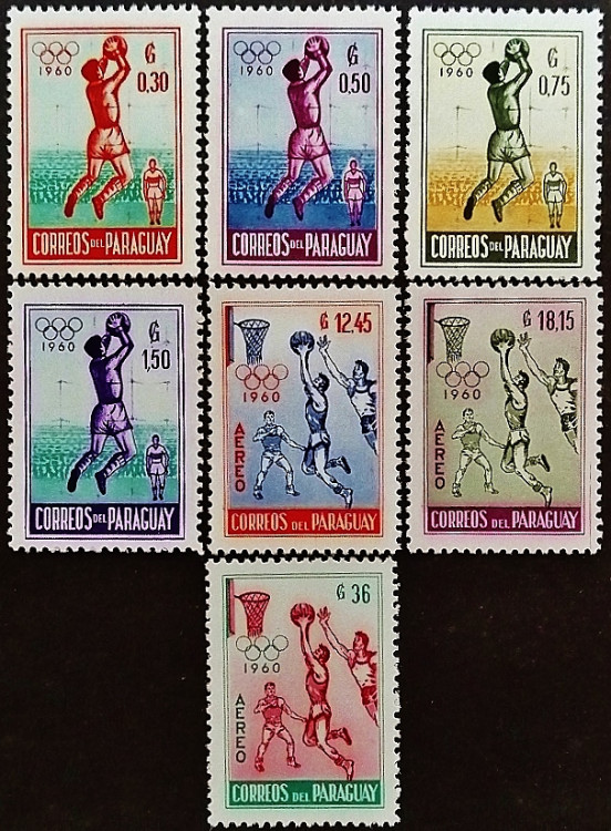 Набор марок (7 шт.). "Летние Олимпийские игры, Рим`1960". 1960 год, Парагвай.