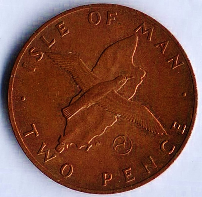 Монета 2 пенса. 1979(AG) год, Остров Мэн.